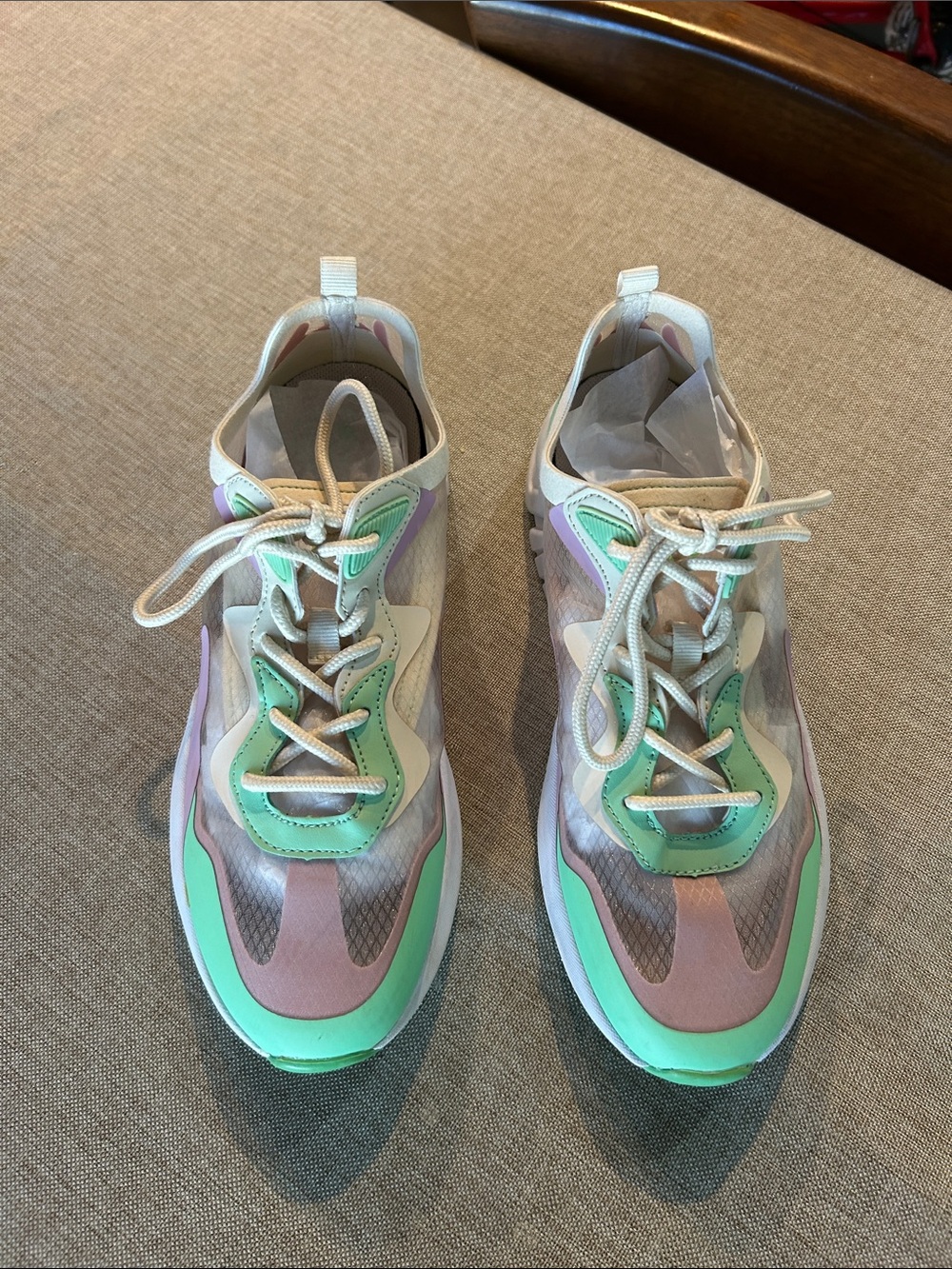 Fabletics Women's Mint and Light Pink Lace-Up Athletic Sneakers